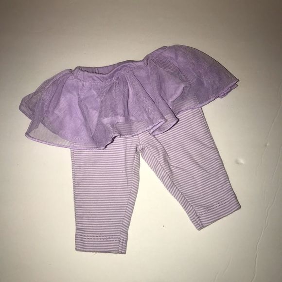 CARTER’S purple stripe tutu leggings purple tutu pants size 3 months - Picture 2 of 4